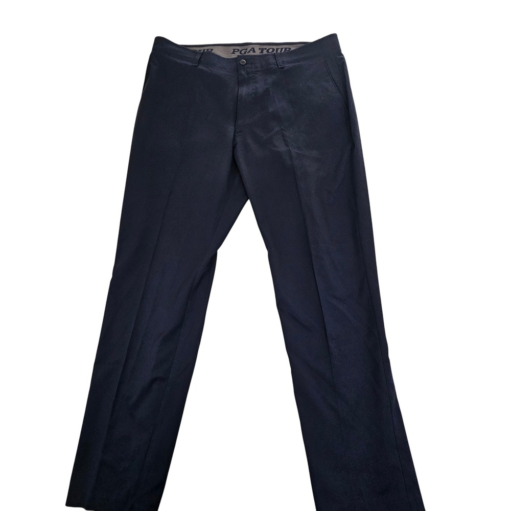 PGA‎ Tour Airflux Mens Golf Pants Navy Blue Stretch Flat Front 36x30 SU26789